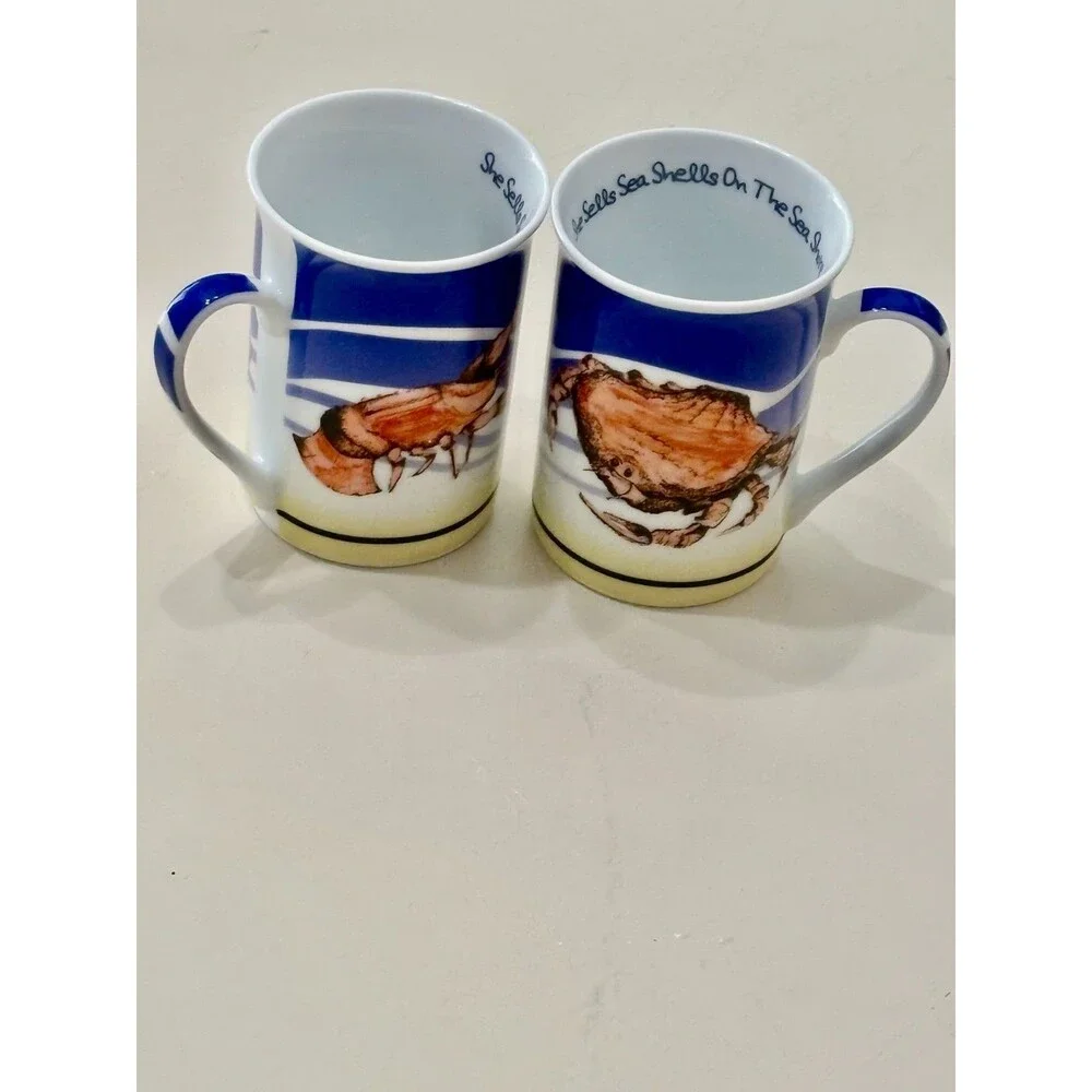 Paul Cardew Shore She Sells Sea Shells 6 Butter/Clam Broth Bouillon Tea Cups